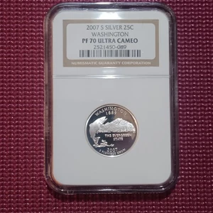 2007 S WASHINGTON, state silver Quarter, NGC, PF70, Ultra Cameo - Picture 1 of 2