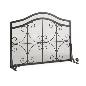 Black Metal Crest 1-Panel Flat Guard Kaminschirm - klein - Bild 1 von 3