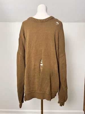 Suéter Urban Outfitter Hombre Tejido 100% Algodón Grunge Envejecido Color Ocre Foto 1 de 4