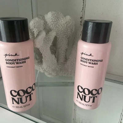 Rare 2 VICTORIA'S SECRET PINK COCONUT CONDITIONING BODY WASH EXFOLIANT 12 oz NEW - Image 1 of 4