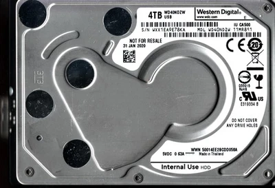 WD40NDZW-11MR8S1 S/N: WXX1E WESTERN DIGITAL 4TB THAILAND JAN 2020 - Image 1 of 2
