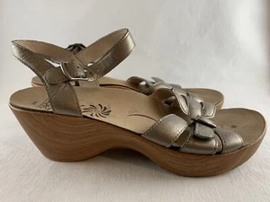 Abeo Women's Daelle US 9 NARROW Pewter Silver Leather Comfort Platform Sandals - Picture 1 of 8