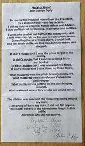 JOHN DUFFY, 100% AUTHENTIC AUTOGRAPHED LETTER, MILITARY LEGEND, FANTASTIC ! - Picture 1 of 1