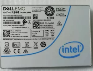 INTEL P4610 6.4TB SSD U.2 NVME DELL 092F30 SSDPE2KE064T8T Solid State Drive - Picture 1 of 3