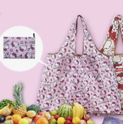 BOLSO ECOLÓGICO plegable 2 en 1 grande para compras Sanrio Hello Kitty reutilizable envío desde EE. UU. Foto 1 de 4