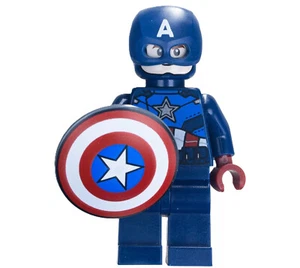 new LEGO Captain America Minifig - dark-blue suit, helmet, shield - Picture 1 of 3