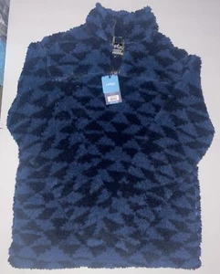 Grizzly Sherpa Jacke blau schwarz, Herren Large Fleece, 1/4 Reißverschluss, super bequem Neu mit Etikett - Bild 1 von 9