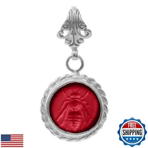 Slvaria - Honey Bee Signet Intaglio Pendant Anti-Tarnish 925 Sterling Silver - Picture 1 of 5