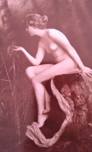 c1900s Art Nouveau Nude Risque Woman HSB 841 3 Glossy RPPC Real Photo Postcard - Picture 1 of 3