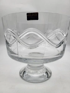 Large Atlantis CRYSTAL Footed Bowl Portugal - Picture 1 of 6