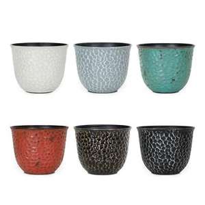 8" Plastic Planters Set of 6 Colorful Resin Pots w/ Drainage for Indoor/Outdoor - Picture 1 of 6