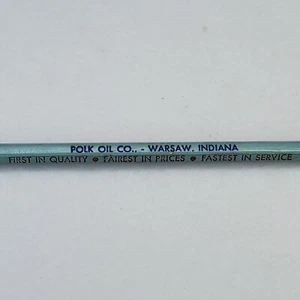Vintage Polk Oil Co matita in legno Varsavia Indiana non affilata NOS defunta metà secolo - Foto 1 di 7