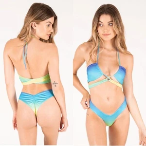 TRAJE DE BAÑO ONEONE AZUL DEGRADADO ""DANNA"" INFERIOR DE BIKINI ESCASO (M) NUEVO CON ETIQUETAS - Imagen 1 de 5