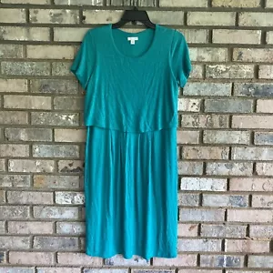 Abito donna J. Jill maglia a strati bottoni schiena verde laguna taglia piccole tasche - Foto 1 di 7