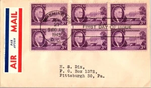 1945 Franklin D Roosevelt - Bock of 6 - First Day of Issue - Scott 932 - FDC - Picture 1 of 1