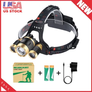 1200000LM LED Headlamp USB Rechargeable Headlight Head Torch Lamp Flashlight - Picture 1 of 10