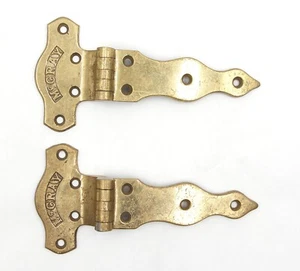 Pair of Antique 9 in. McGray Brass Ice Box Door Hinges - Picture 1 of 5