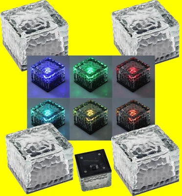 4er-Set SOLAR-Dekosteine RGB-Farbe +Akku LED-Pflasterstein IP65 Dämmerungssensor - Bild 1 von 4