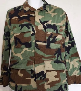 American Apparel Woodland Camo Pattern Rip Stop Jacket Mens Short Small - Picture 1 of 3