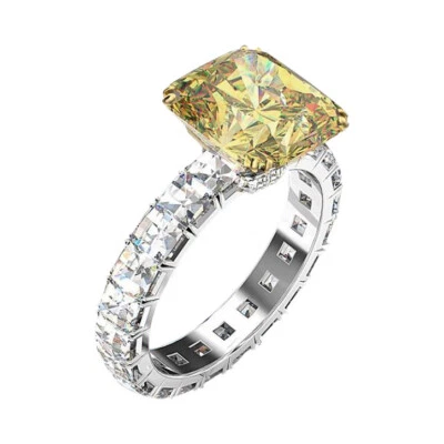 Features 6.01CT Intense Fancy Yellow Citrine & White CZ Luxury Solitaire Ring - Image 1 of 3