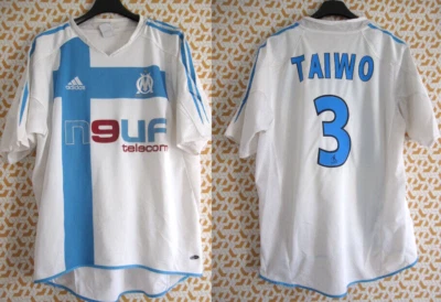 Maillot Olympique Marseille 2004 Taiwo #3 Adidas OM Neuf Telecom vintage - M - Photo 1/4