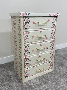 Vintage Wood Framed Vinyl Cardboard Floral Dresser 30” ~ Cozy Home KC Products