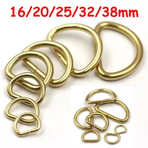 16/20/25/32/38mm Solid Brass D Ring Buckle for Bag Handbag Webbing Leather Craft - Picture 1 of 11