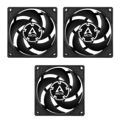 3 x Pack ARCTIC P8 80mm Black PC Case Fans 3000RPM 23.4CFM 0.3 Sone 12V 3-Pin - Image 1 of 4