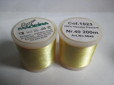 Madeira Embroidery Thread Color 1023 Viscose 40 wt 200m TWO unused spools - Image 1 of 2