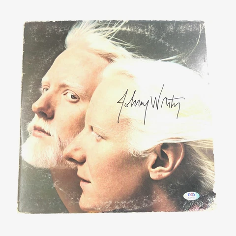 Johnny Winter signed Together: Edgar Winter and Johnny Winter Live LP Vinyl PSA Cover