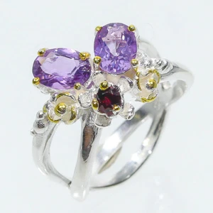 One of a kind Not Enhanced Natural Amethyst Silver 925 Sterling Ring/RVS86 - Picture 1 of 3