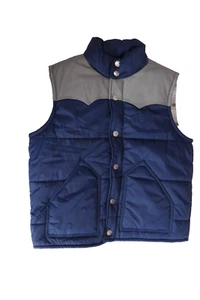 True Religion Puffer Vest Jacket Logo Navy Blue Grey Men’s Size XL - Picture 1 of 7
