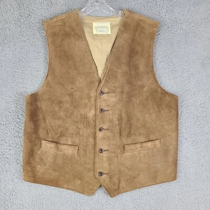 J Peterman Co Chaleco Para Hombre Grande Cuero Marrón Hebilla Trasera Abrigo para la Cintura EE. UU. - Imagen 1 de 16