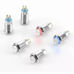 8/10mm hohekopf Metall Druckknopfschalter Selbstverriegelung/Zurücksetzen 3-220V - Picture 1 of 6