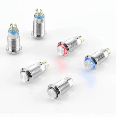 8mm 10mm Metal Waterproof Tall Head Push Button Switch 3-220V Self Locking/Reset - Image 1 of 4