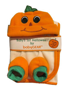 Baby's 1st Halloween 30 x 30" Blanket Cap Booties Pumpkin Set by BabyGear NEW