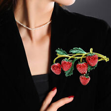 Fashion Jewelry Sweet Strawberry Flower Gold Tone Brooch Pin Corsage Gifts