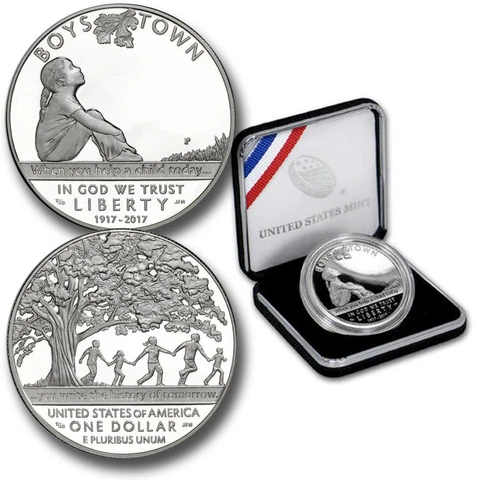2017-P $1 Proof Boys Town Commemorative Silver Dollar in OGP Cover