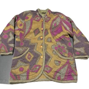 Vintage Geiger Collection Pullover Jacke Mantel Gr. 40 Patchwork Blumen Wolle - Bild 1 von 9