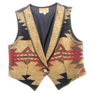 Roughrider by Circle T Lg Unisex Western Vest SW Design Aztec Silver Button USA - Picture 1 of 7