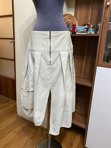 IVAN GRUNDAHL IVORY WAXED COATED PLEATED BUBBLE TULIP SKIRT-38 - Picture 1 of 12