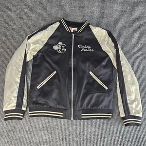 Disney Uniqlo Jacket Youth 13 Black Satin Mickey Mouse World Tour Bomber Varsity - Picture 1 of 11