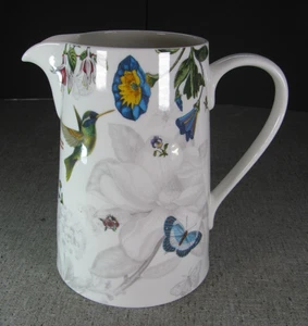 Portmeirion Botanic Hummingbird 3 Pint Lg Pitcher Jug Flowers Butterflies MINT! - Picture 1 of 17