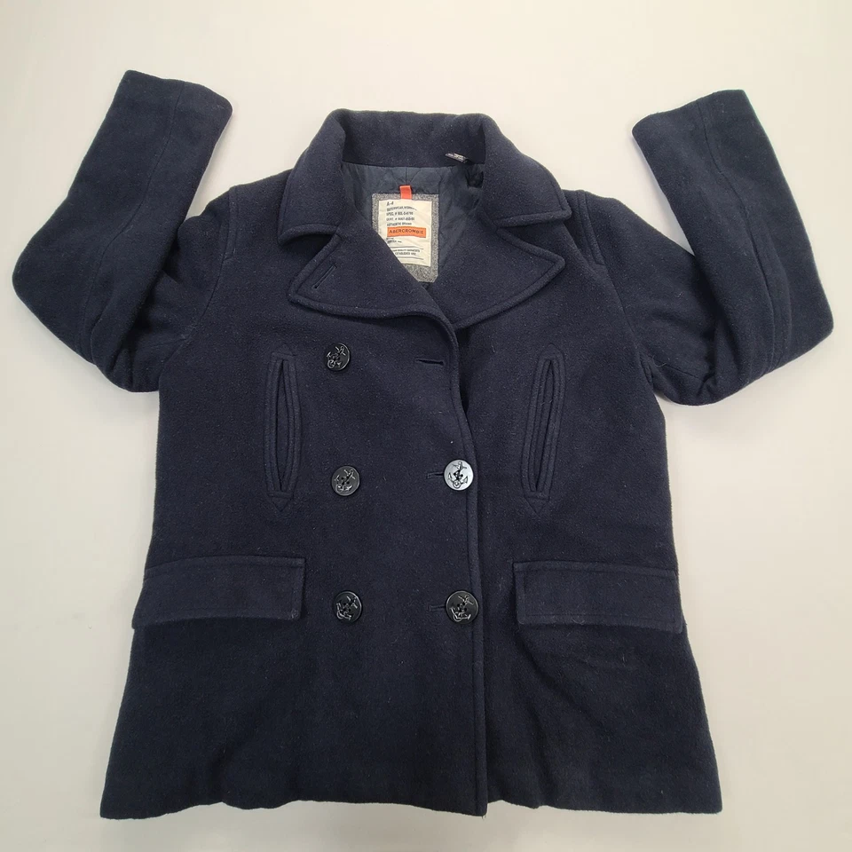Chaqueta Abercrombie Mujer Mediana Azul Guisante Abrigo Mezcla Lana Clásica Foto 1 de 4