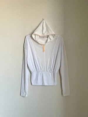 Pulôver com capuz Free People FP MOVEMENT costela branco tamanho pequeno - Imagem 1 de 4