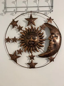 Große 21 Zoll himmlische Sonne Mond Sterne Wanddekoration - kupferfarben - Bild 1 von 4
