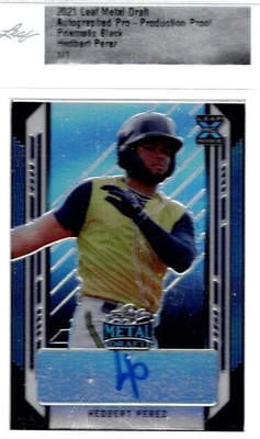 HEDBERT PEREZ -  1/1 - AUTO - Prism Black - Pre-Prod. Proof  '21 Leaf Metl Draft - Image 1 of 2