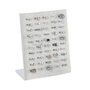 50 Slots Velvet Ring Earrings Holder Display Stand L Shape Jewelry Organizer - Bild 1 von 6