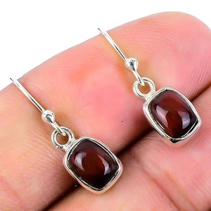 Red Tourmaline Stone Sterling Silver Drop Dangle Hook Birthday Earrings Jewelry - Picture 1 of 7