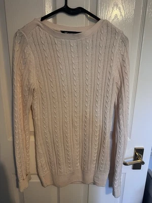 Crew Clothing Light Pink Cable-Knit Jumper (Size 6) - Image 1 of 3